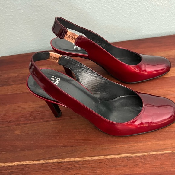 Stuart Weitzman Red Patent Leather Slingback shoes, Sz 6B - Picture 4 of 4